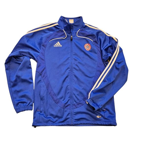 Adidas NSCAA Soccer Track Jacket Mens Size S Blue Climacool Full Zip - Picture 1 of 9